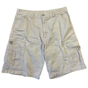 Bugle Boy Mens Vintage Khaki Cargo Shorts‎ Size 34 Tan Cotton Twill 90s Utility